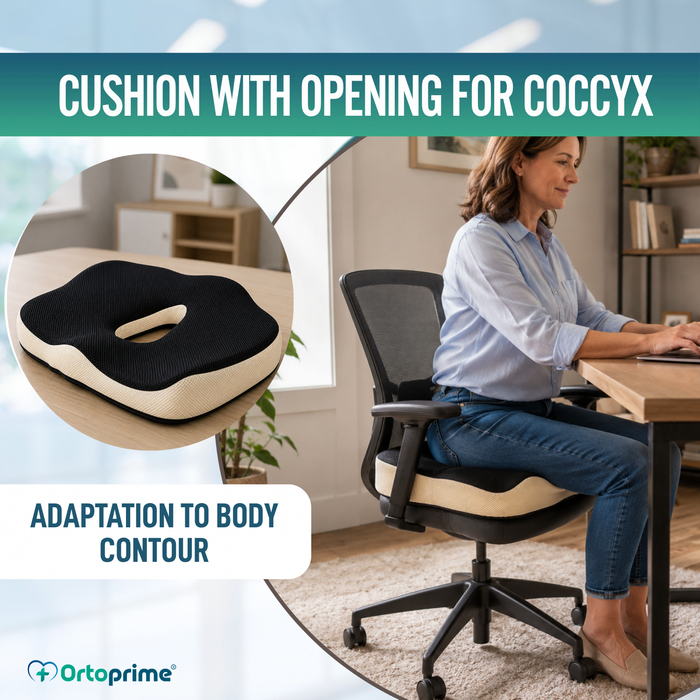 Ergonomic Viscoelastic Pressure Sore Cushion with Coccyx Cut-Out