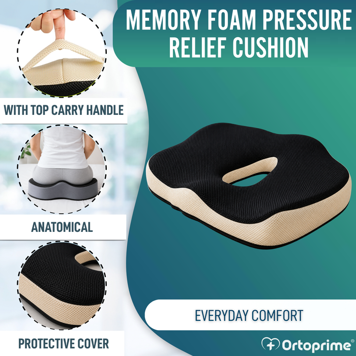 Ergonomic Viscoelastic Pressure Sore Cushion with Coccyx Cut-Out