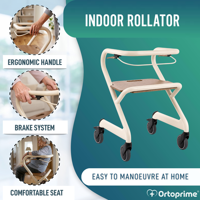 Rollator with Seat and Central Brake | Indoor Use