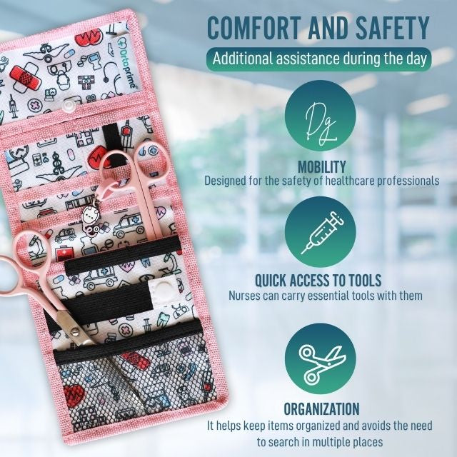 Nursing Pocket Organiser with Various Compartments | Pink Colour