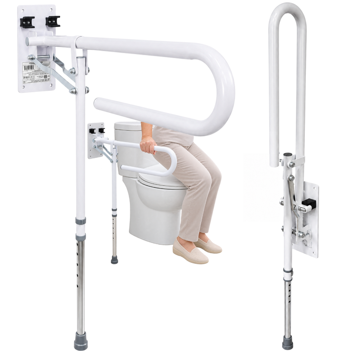 Folding Bathroom Grab Rail with Adjustable Support Leg