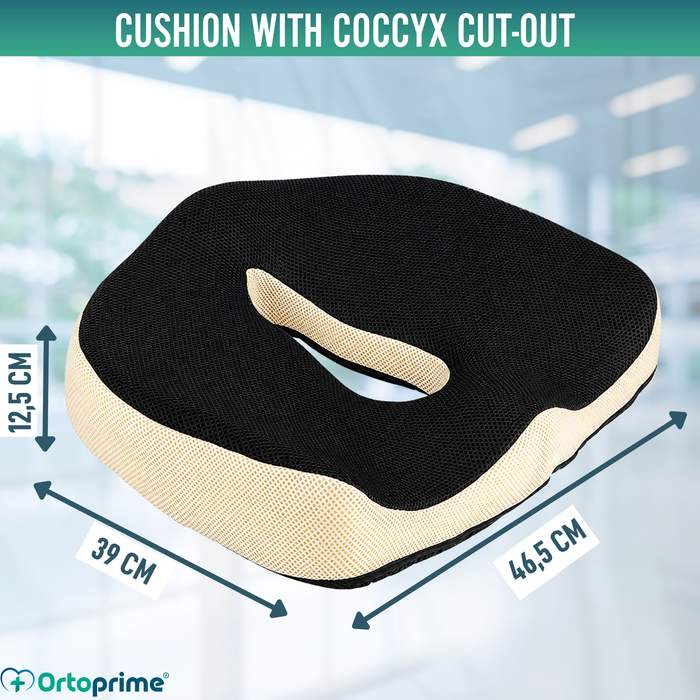 Ergonomic Viscoelastic Pressure Sore Cushion with Coccyx Cut-Out