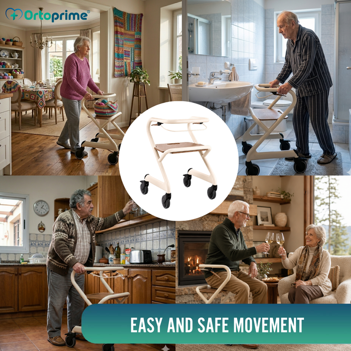 Rollator with Seat and Central Brake | Indoor Use