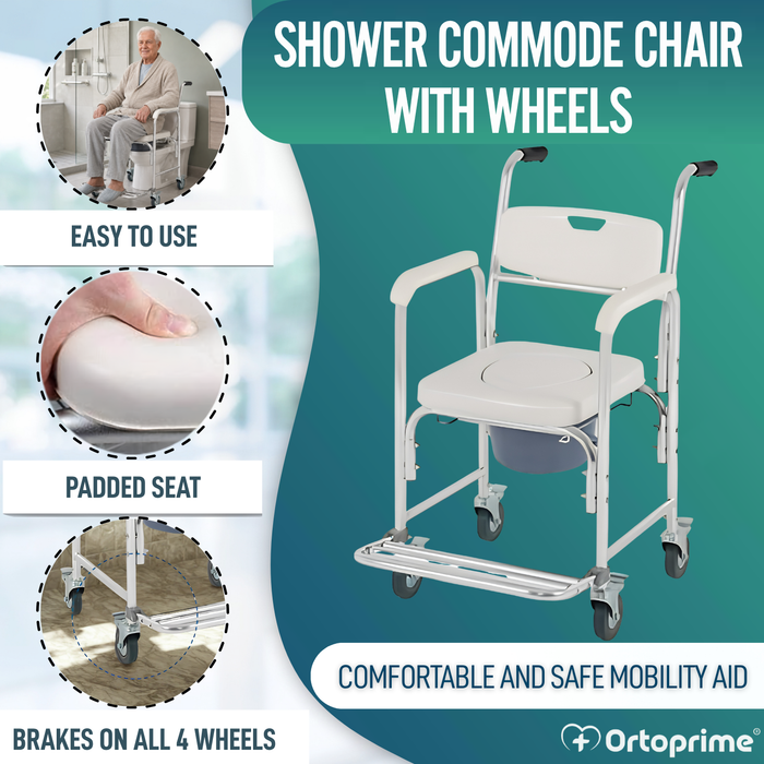 Shower WC Chair with Folding Footrests