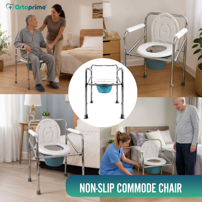 Portable WC Chair with Foldable Urinal | Height Adjustable