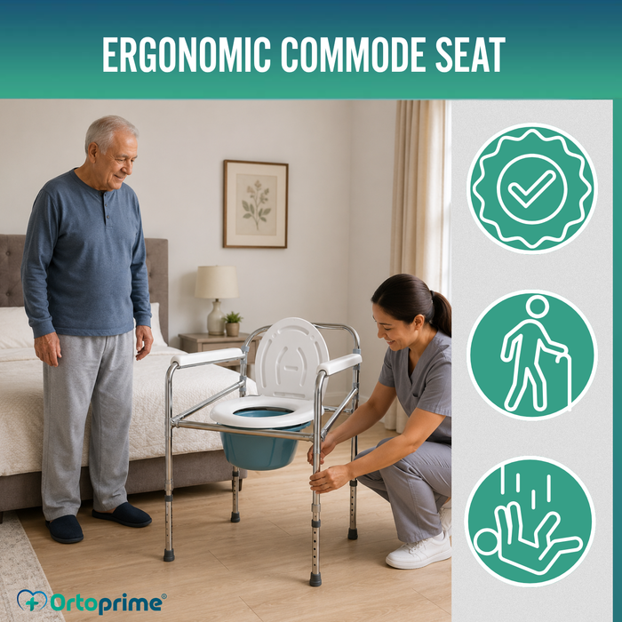 Portable WC Chair with Foldable Urinal | Height Adjustable