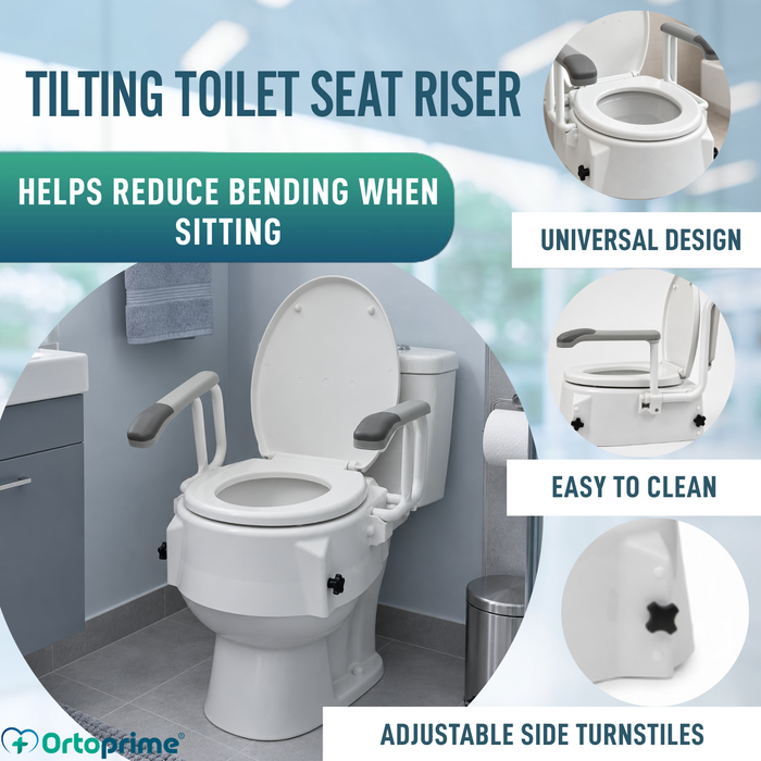 Angled Toilet Riser Adjustable Height 6–10–15 cm Resistance