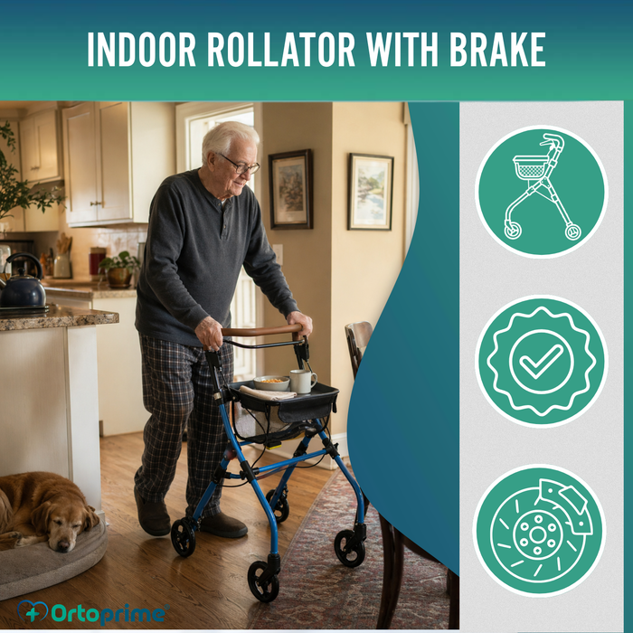 Folding Indoor Rollator with Storage Tray