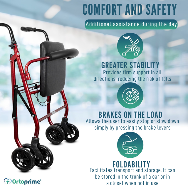 rollator-with-padded-seat-and-brake-ortoprime-uk
