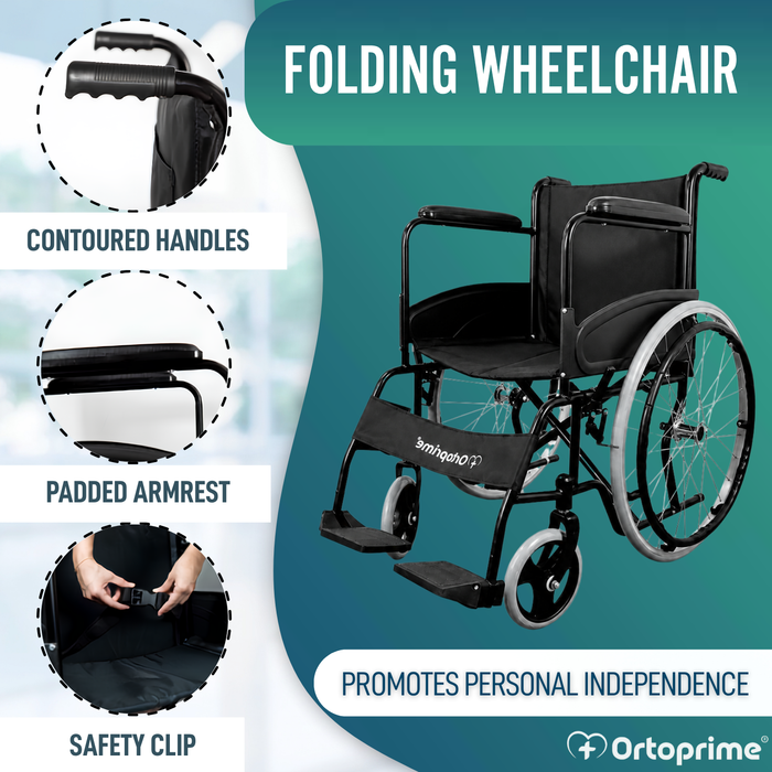 Folding Self-Propelled Wheelchair with Safety Belt