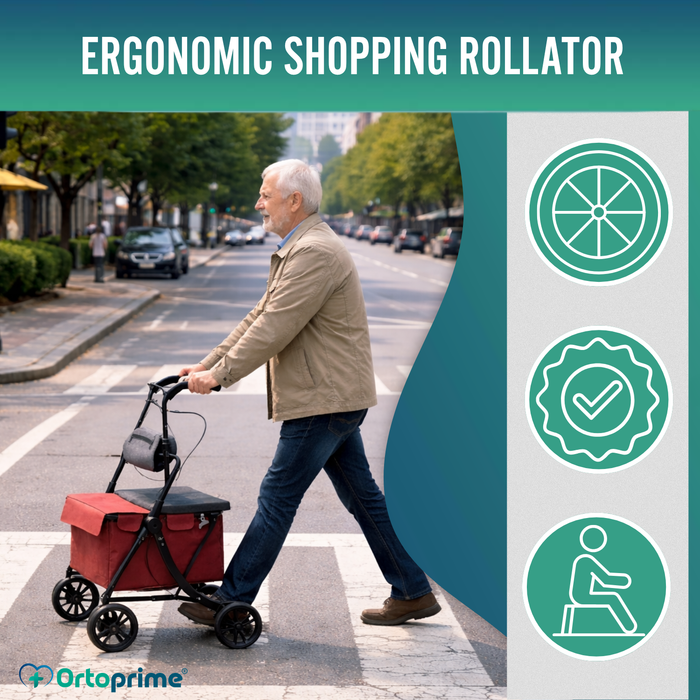 Folding Shopping Trolley Walker | Built-in Seat