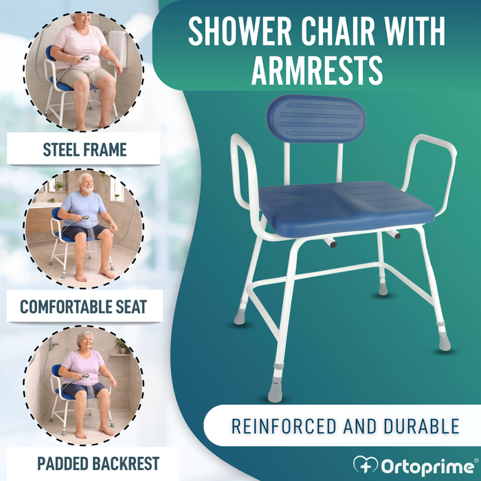 XXL Bariatric Shower Chair with Backrest and Armrests