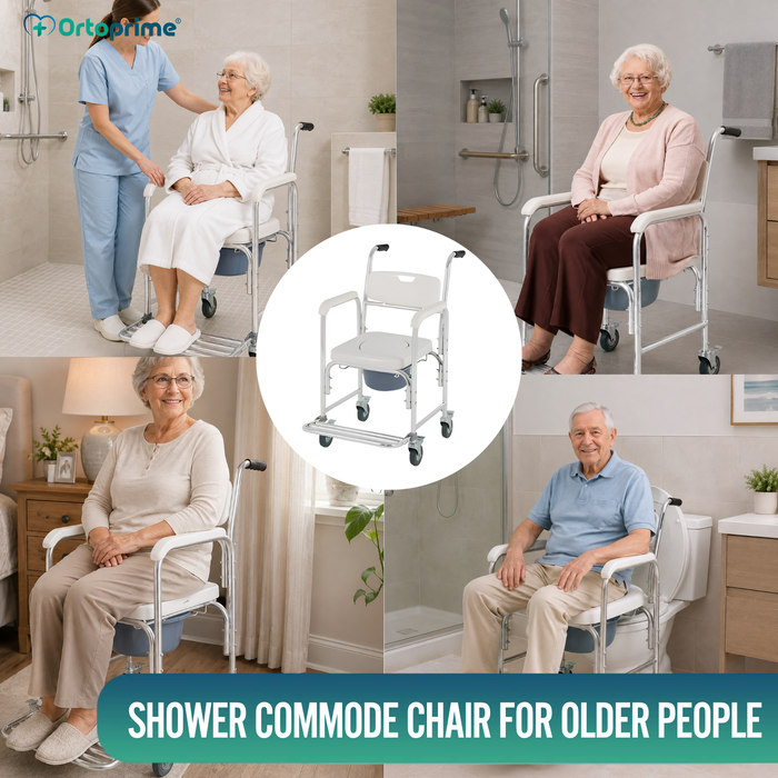 Shower WC Chair with Folding Footrests