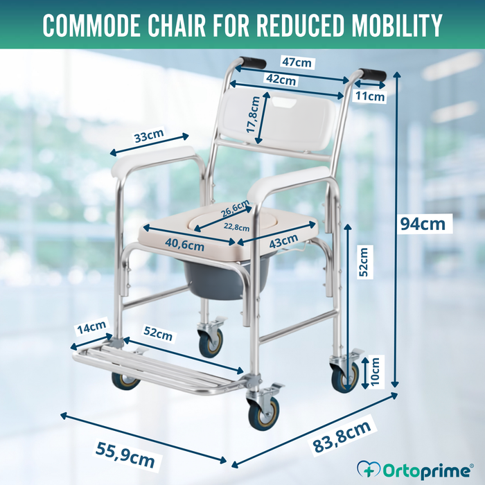 Shower WC Chair with Folding Footrests