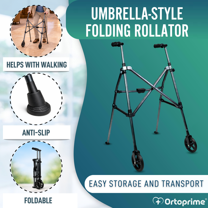 Umbrella-Folding Aluminium Walking Frame | Adjustable