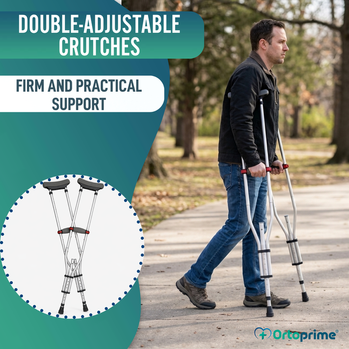 Adjustable Aluminium Underarm Crutches | Pack of 2
