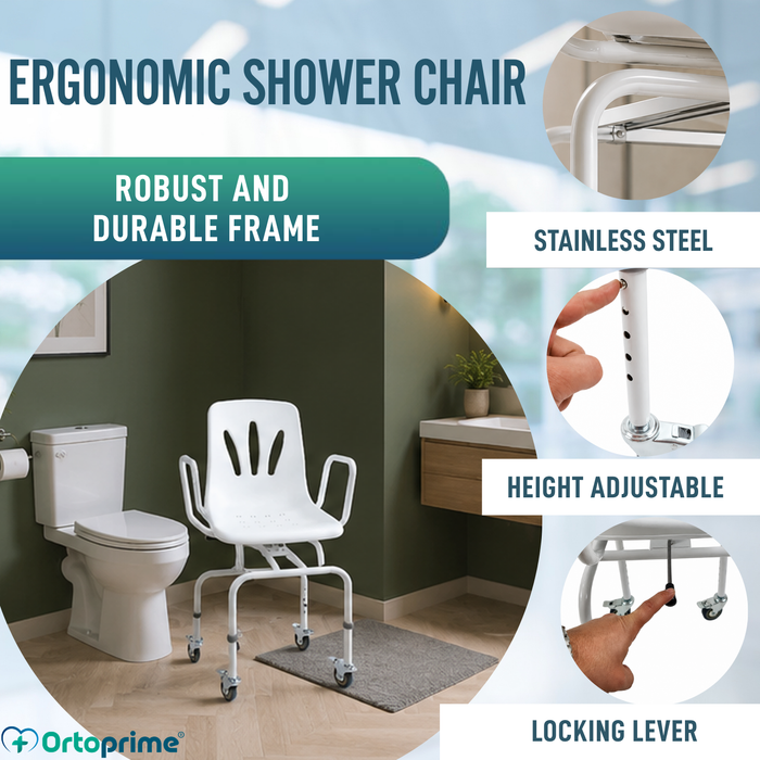 360° Swivel Shower Chair with Wheels | Adult Bath Chair