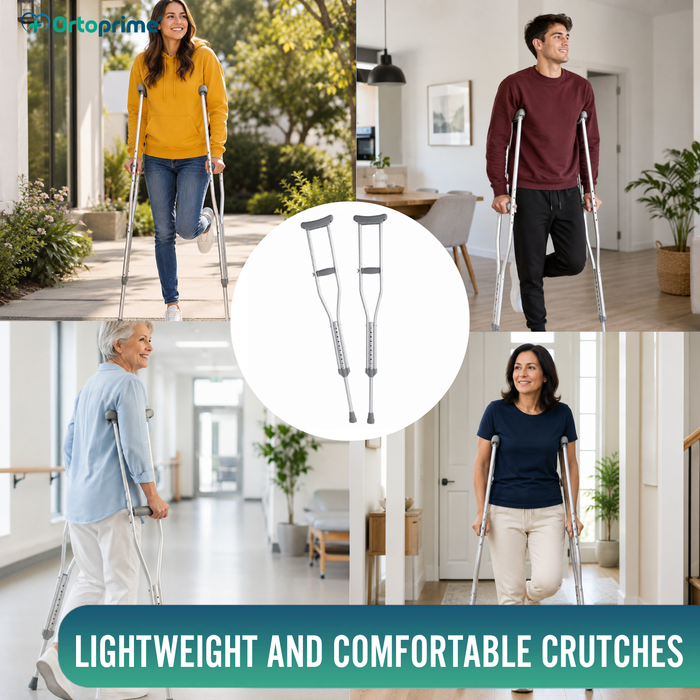 Adult Underarm Crutches | Adjustable Aluminium Crutches Pack x2
