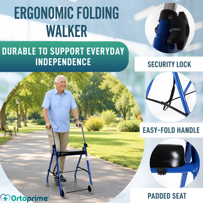 Two-Wheel Elderly Walker | Foldable Adult Walkers