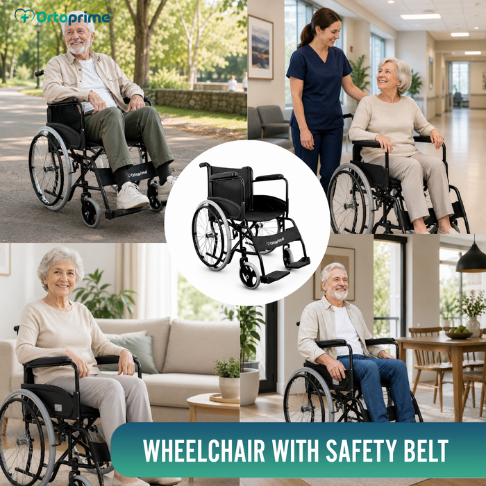 Folding Self-Propelled Wheelchair with Safety Belt
