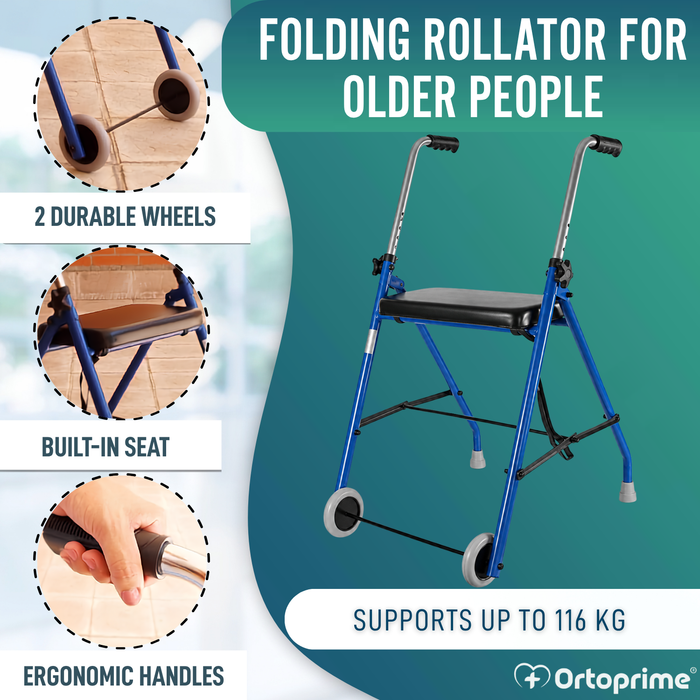 Two-Wheel Elderly Walker | Foldable Adult Walkers