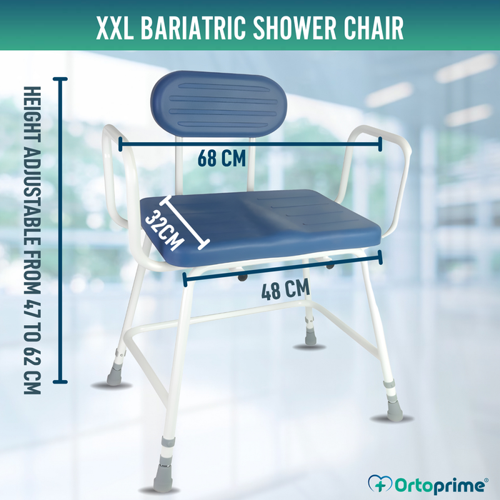 XXL Bariatric Shower Chair with Backrest and Armrests